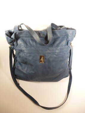New Florence Leather Market medium blue soft Italian leather tote
